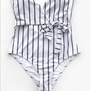 Stay young one piece striped swim suit!